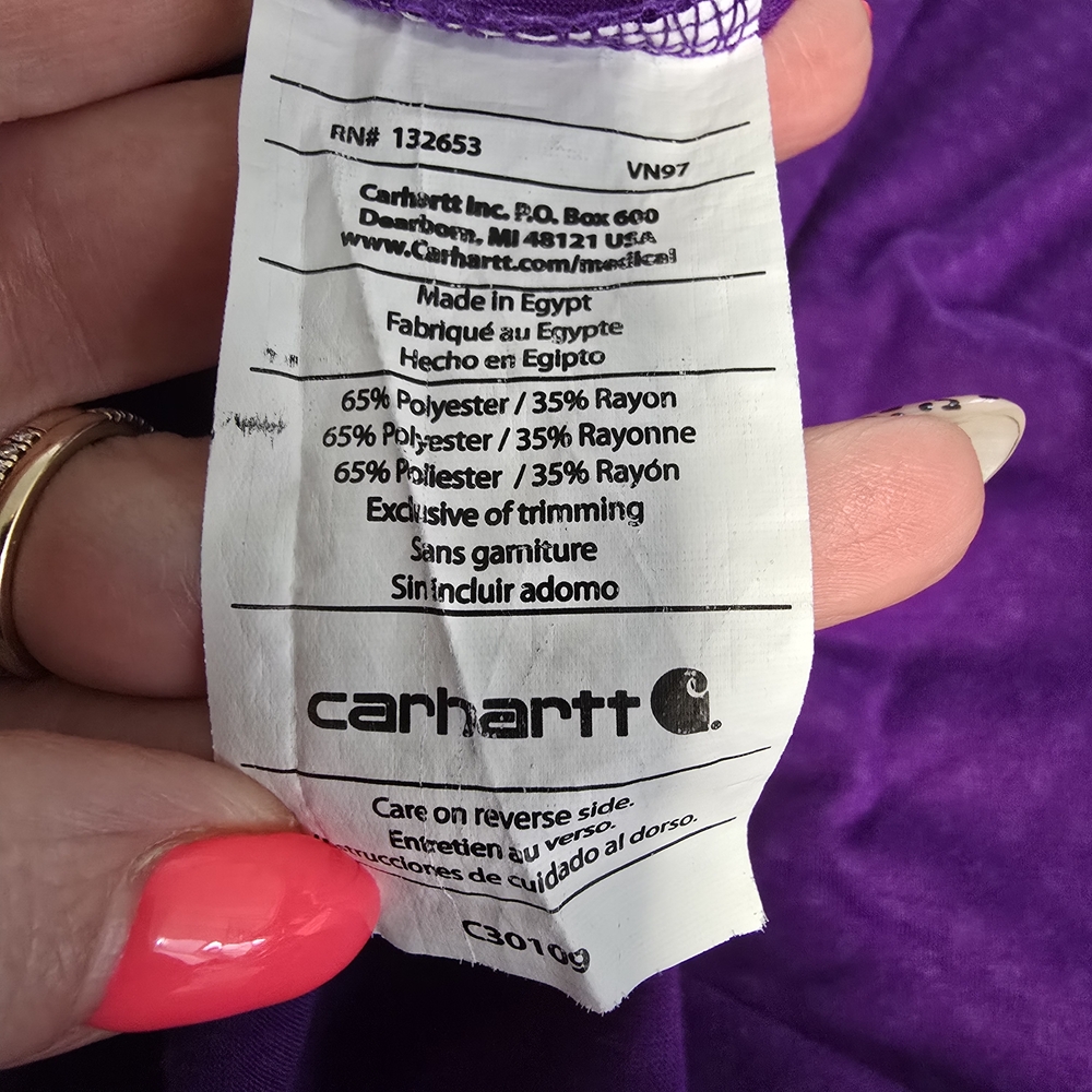 Carhartt Women's Vibrant Purple Long Sleeve Tee Size Medium - Picture 5 of 10